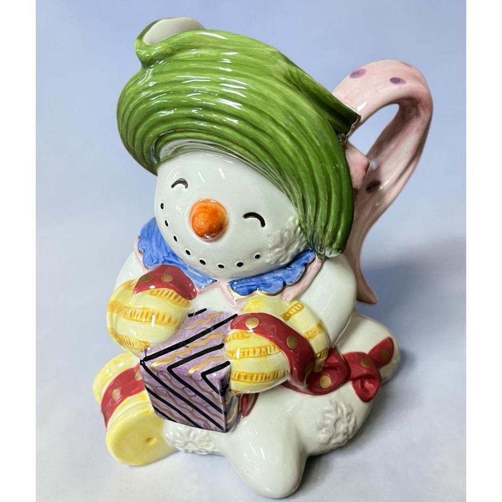 Fitz & Floyd Frosty‎ Folks Snowman Creamer Syrup Winter Holiday Christmas Decor